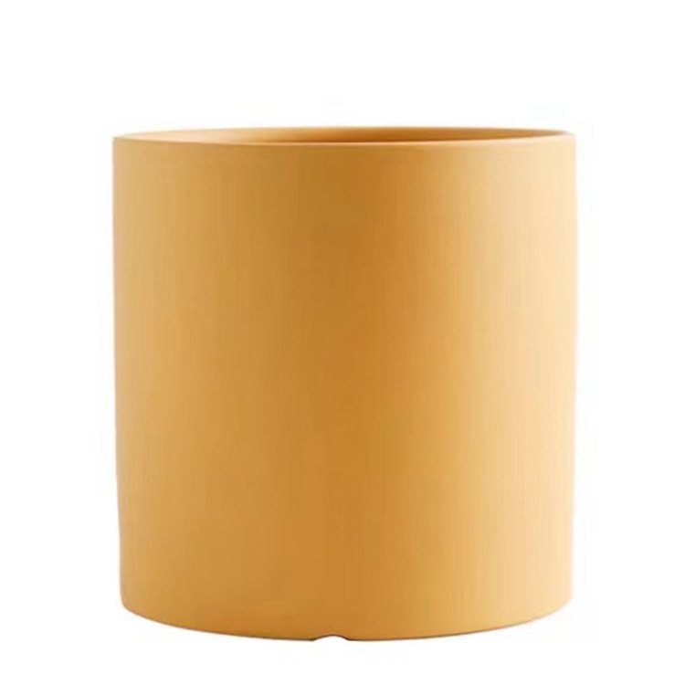 Nordic Industrial Style Colorful Ceramic Flowerpot Succulent Planter Green Plants Cylindrical Shape Flower Pot With Hole Tray - Product view 2 Colorful cylindrical Nordic ceramic flower pot with bottom drainage hole - Product view 2