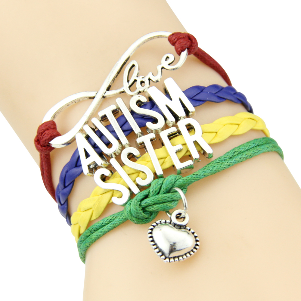 Unisex braided alloy bracelet with family letter text - SISTER