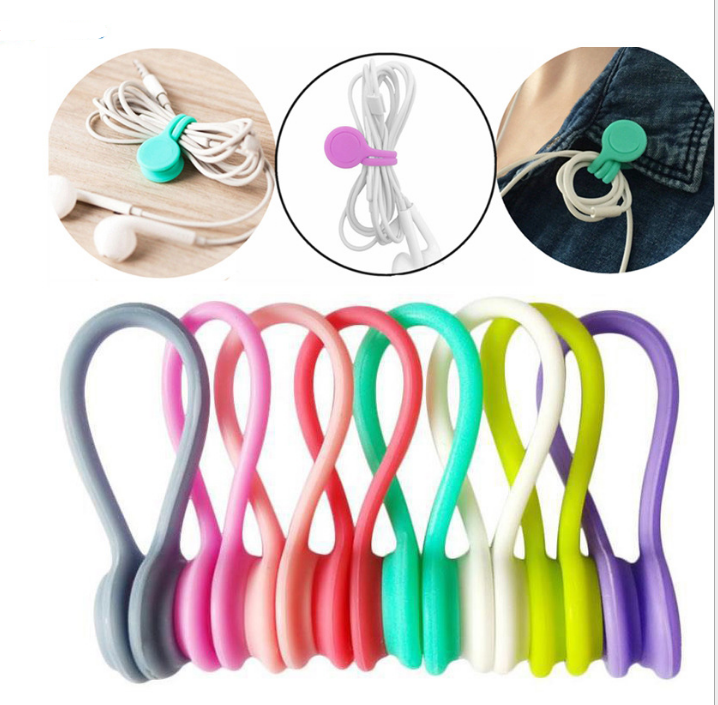 Magnetic silicone cable winder for chargers, earphones, and data cables - Main product view