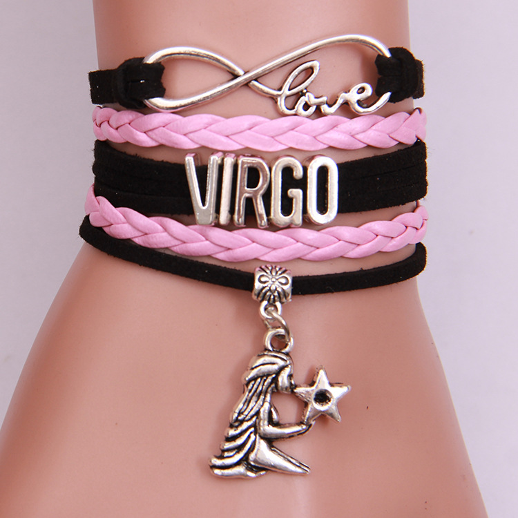 Woven alloy bracelet with zodiac constellation design - Virgo