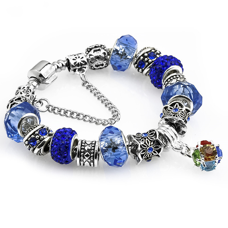 Women's alloy four-leaf clover beaded pendant bracelet - Product view 7