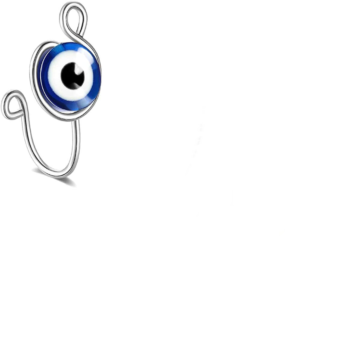 Stainless steel Devil’s Eye false nose ring with geometric design - Product view 8