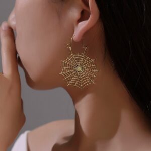 Hollow spider web earrings in gold or silver - Main product view