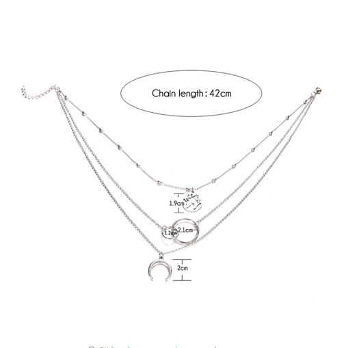 Fashionable Multilayer Boho Moon Map Necklace - Product view 1 Multilayer boho moon map necklace with matching ring - Product view 1