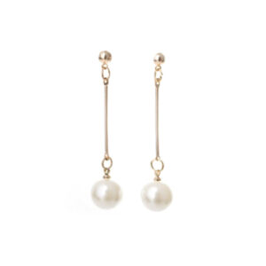 Gold-tone long tassel earrings with imitation pearls - Main product view