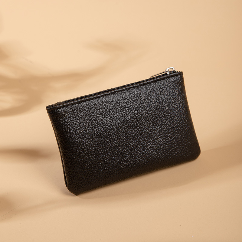 Compact PU leather mini zipper wallet in a solid color - Product view 4