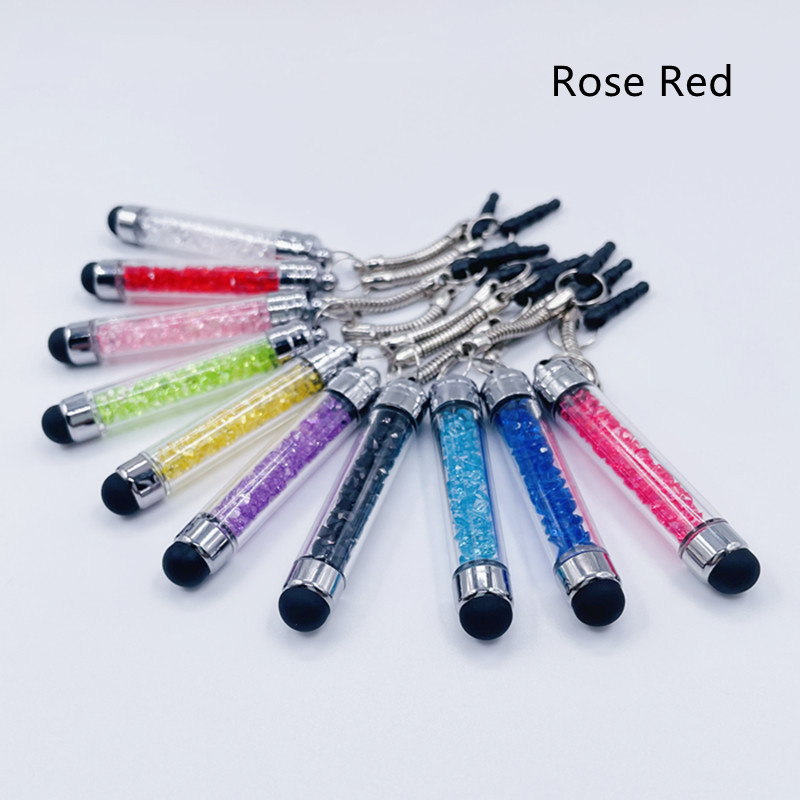 Crystal capacitive stylus pen and mobile phone dust plug in assorted colors - Product view 3