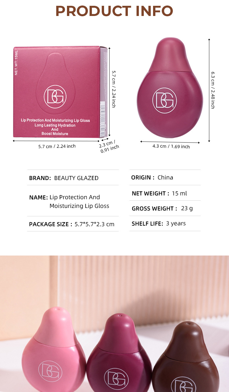 4-color Lip Moistening Colored Lip Lacquer - Product detail 1 Four-color moisturizing lip gloss lacquer - Product detail 1