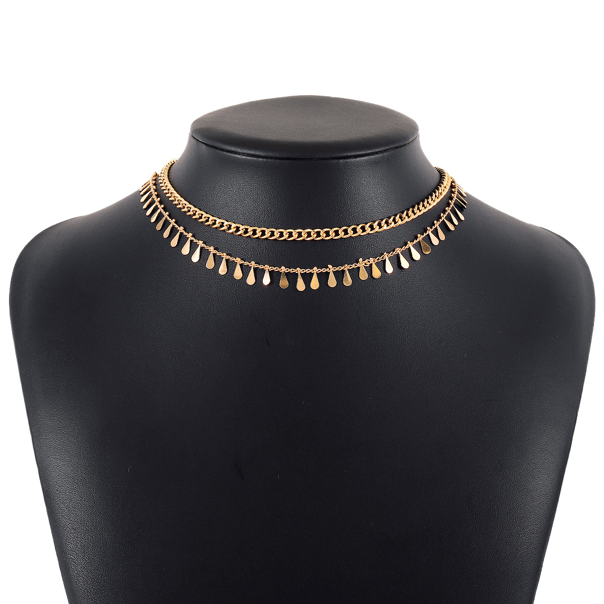 Drop Shape Sequin Commuter Net Red Wind Necklace - Product detail 4 Drop-shaped geometric sequin-inspired clavicle chain necklace - Product detail 4