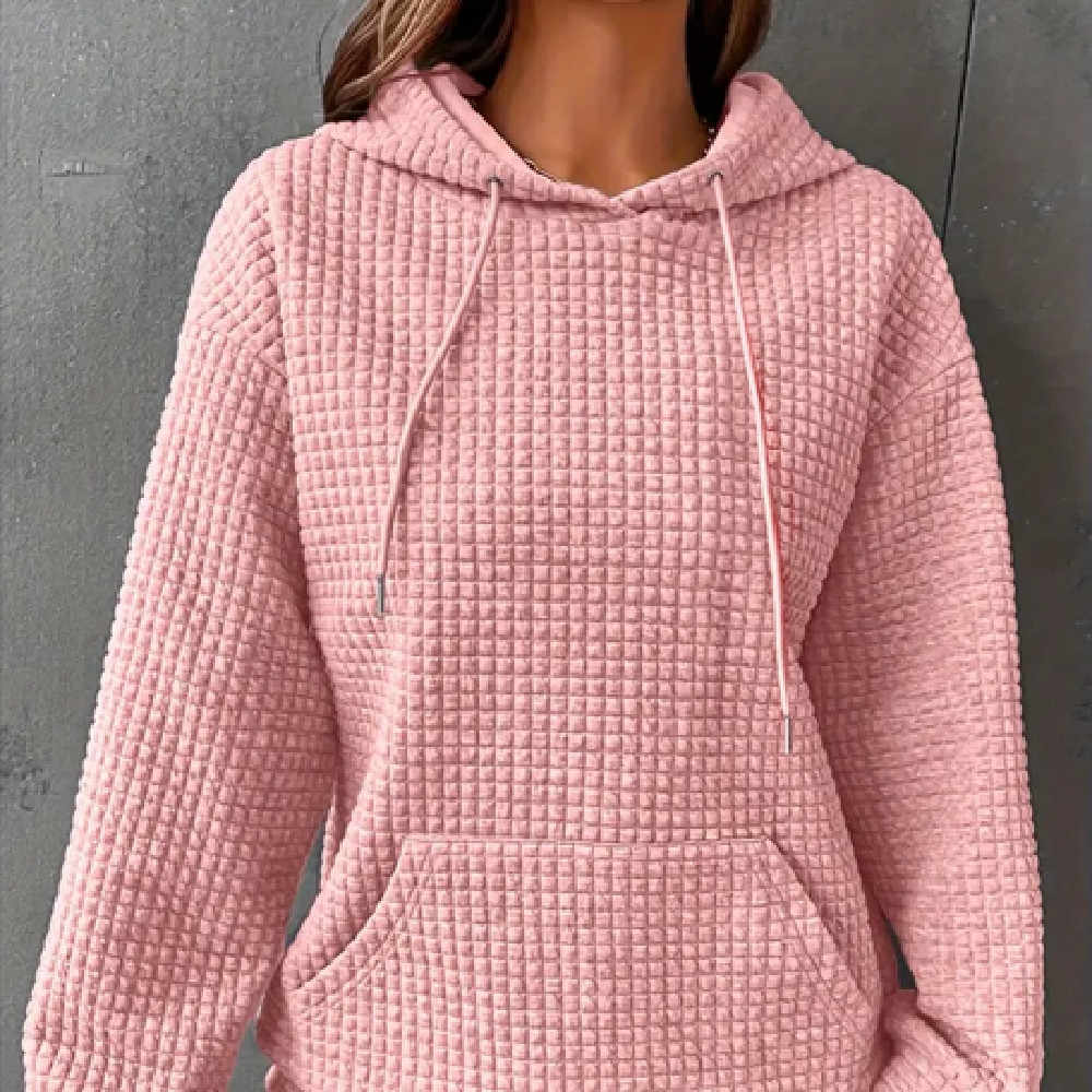 Women's solid-color polyester hoodie sweatshirt - Main product view