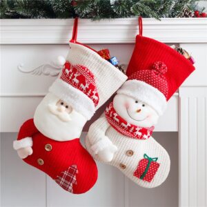 Large knitted Christmas stocking in Santa Claus or Snowman design - Main product view