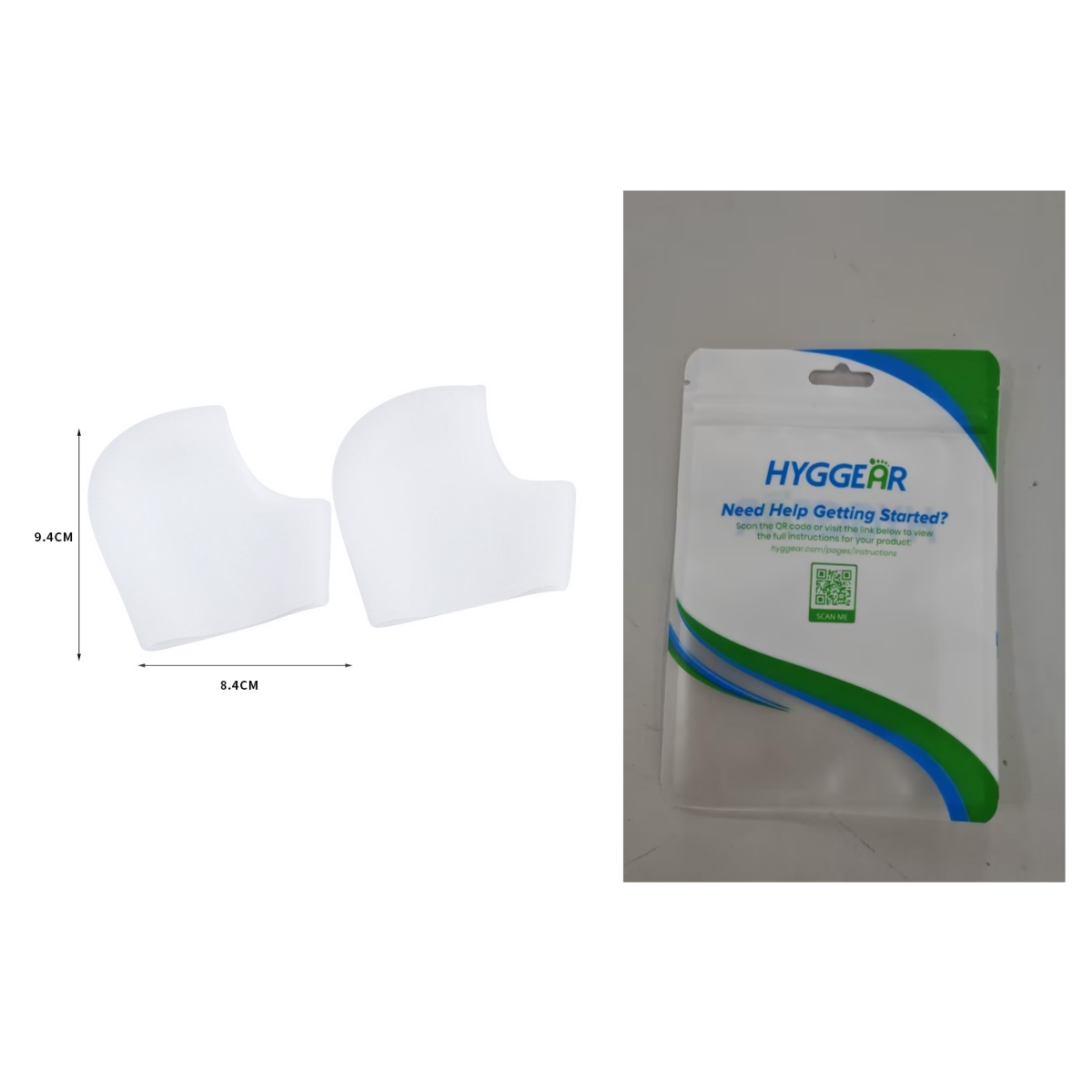 Unisex silicone heel moisturizing protective covers in white and skin tone - Product view 3