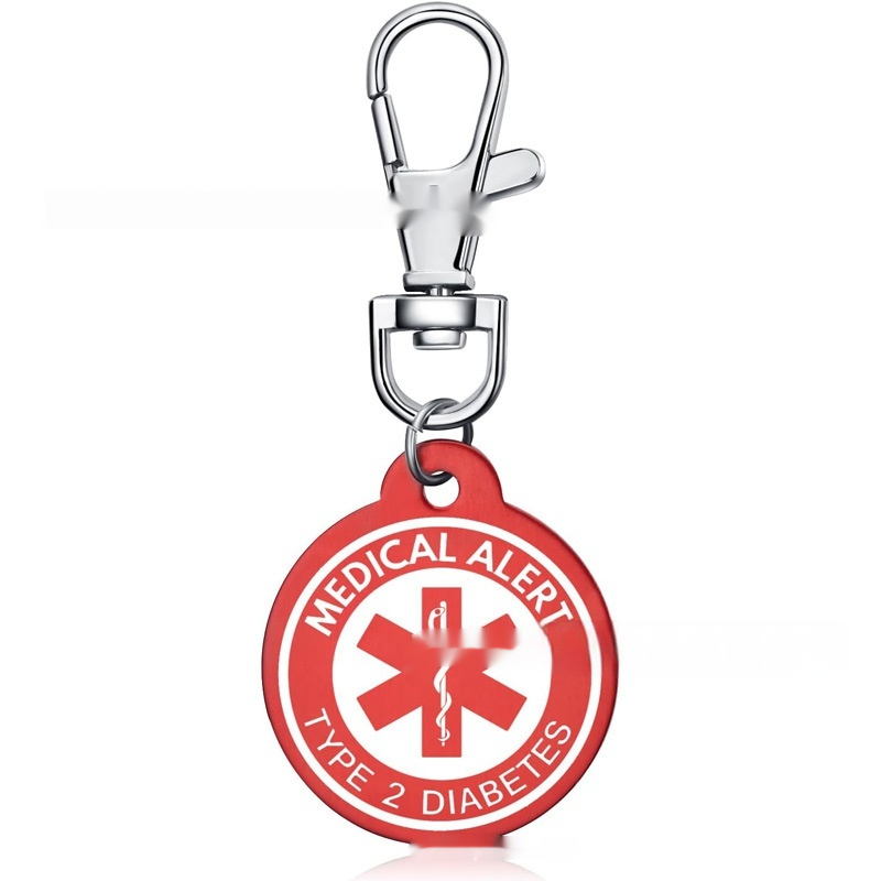 Personalized aluminum alloy medical alert keychain in a modern artistic style - Product view 12
