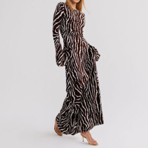 Women's printed one-shoulder long sleeve maxi dress - Main product view