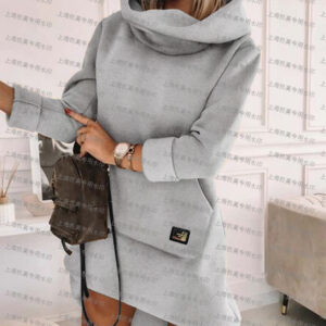 Women’s high-neck hooded mid-length hoodie - Main product view
