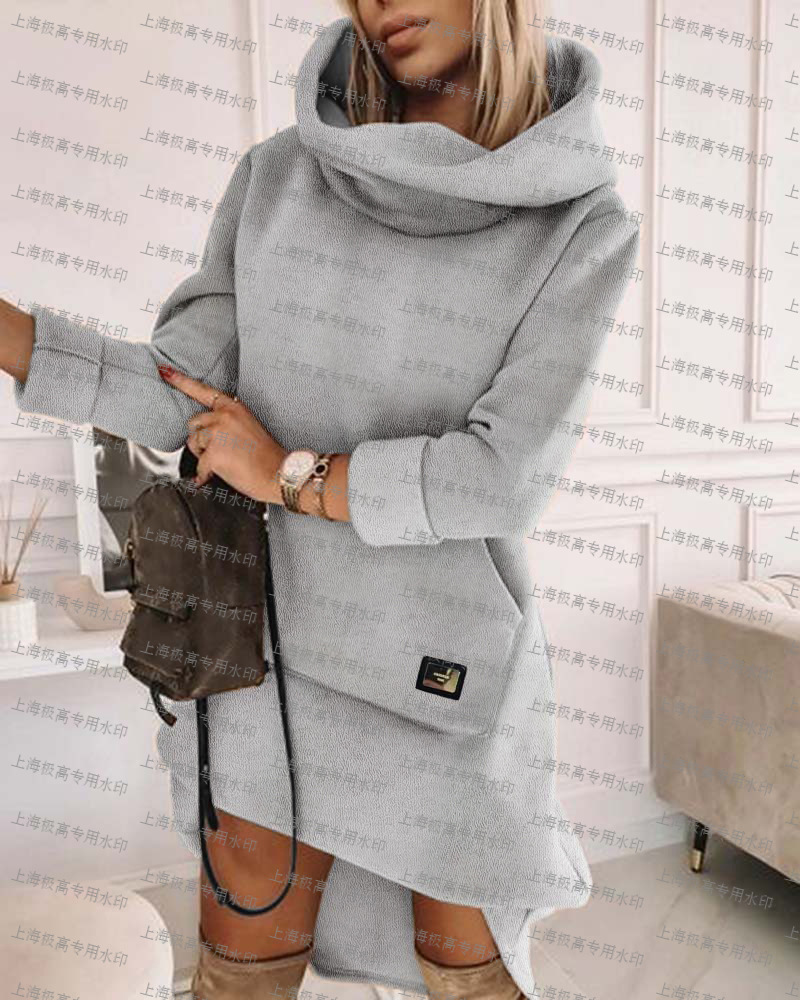 Women’s high-neck hooded mid-length hoodie - Main product view