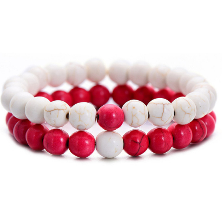 White pine 8mm beaded bracelet in a selected color combination - Product view 9