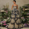 Black women's sequin puffy skirt dress with a voluminous silhouette - Main product view