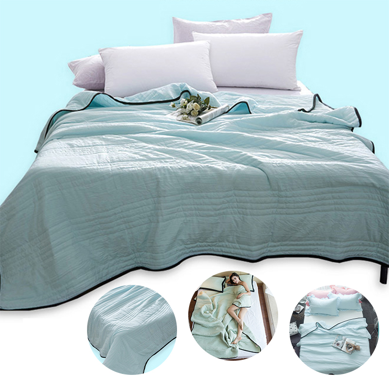 Lightweight plain quilted summer cooling blanket in a solid color - Main product view