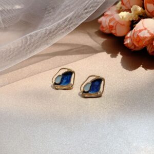 Simple silver-tone geometric stud earrings for women - Main product view