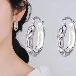 women's geometric metal earrings with electroplated finish - Main product view