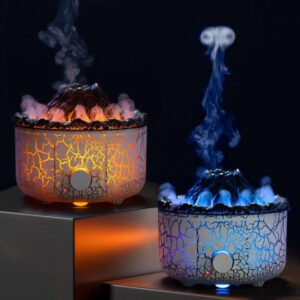 Volcano flame effect essential oil diffuser humidifier with colorful LED lighting and remote control - Main product view