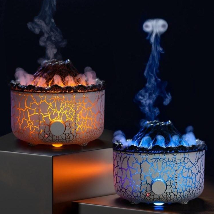 Volcano flame effect essential oil diffuser humidifier with colorful LED lighting and remote control - Main product view