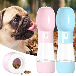 Portable dog water bottle with separate food container and carrying strap - Main product view