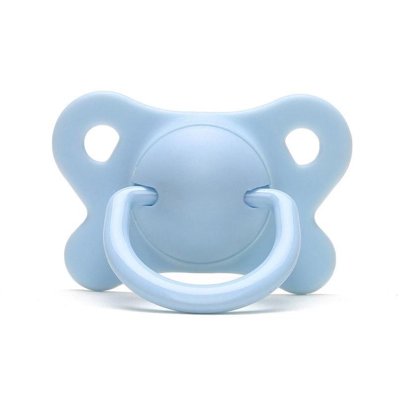 Soft silicone baby pacifier with flat-head design - Blue-S