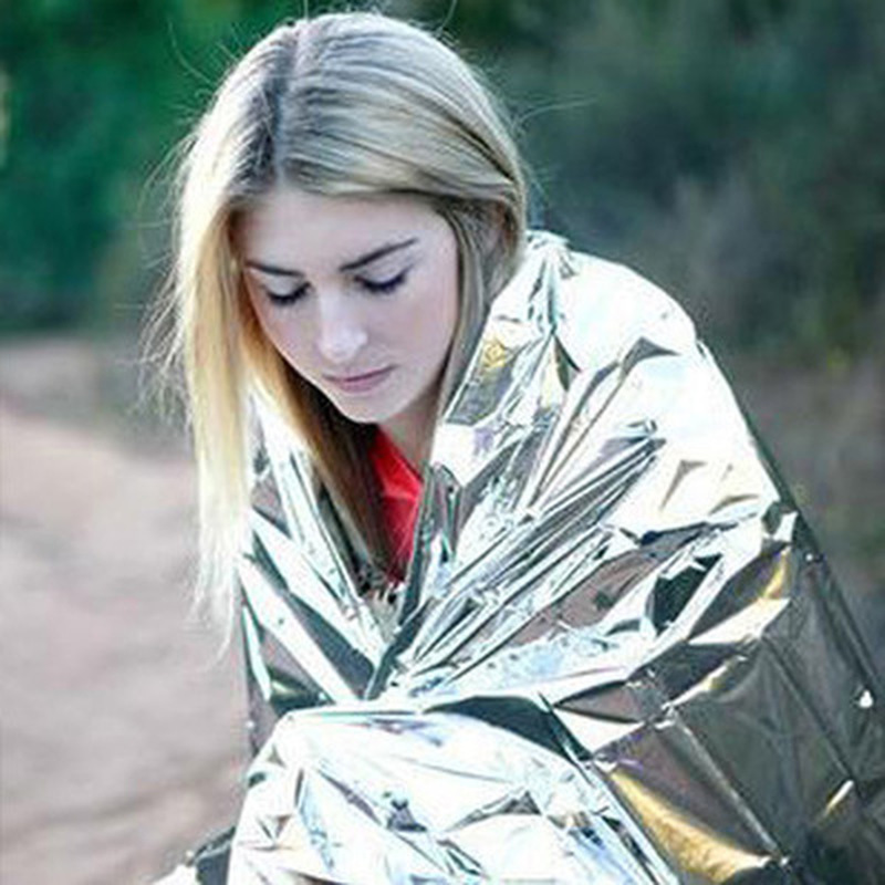 Silver reusable emergency survival blanket folded for outdoor and emergency use - Product view 10