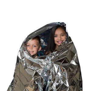 Silver reusable emergency survival blanket folded for outdoor and emergency use - Main product view