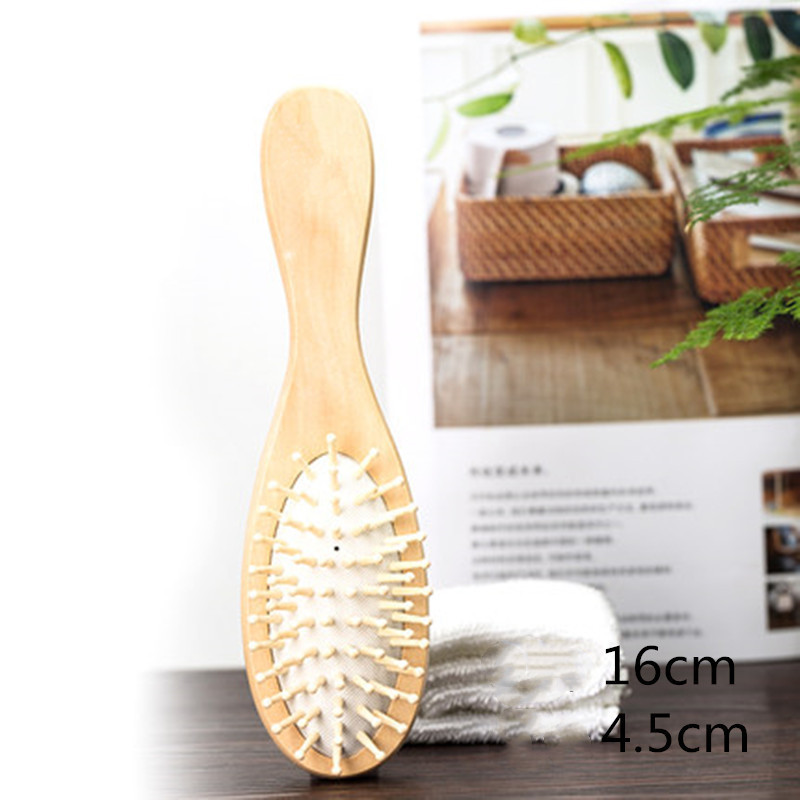 Wooden paddle cushion hairbrush for hair brushing and scalp massage - Small