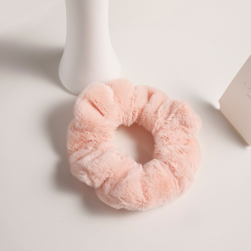 Cute plush large intestine-inspired fabric hair tie in assorted colors - Pink