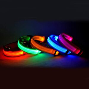 Adjustable nylon LED glow pet collar for nighttime walks - Main product view