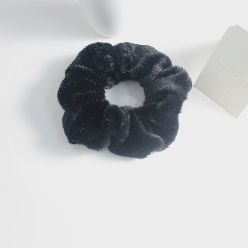 Cute plush large intestine-inspired fabric hair tie in assorted colors - Black