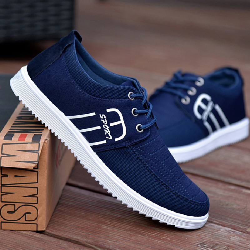 Men's casual slip-on sneakers in yellow, black, and blue - Main product view