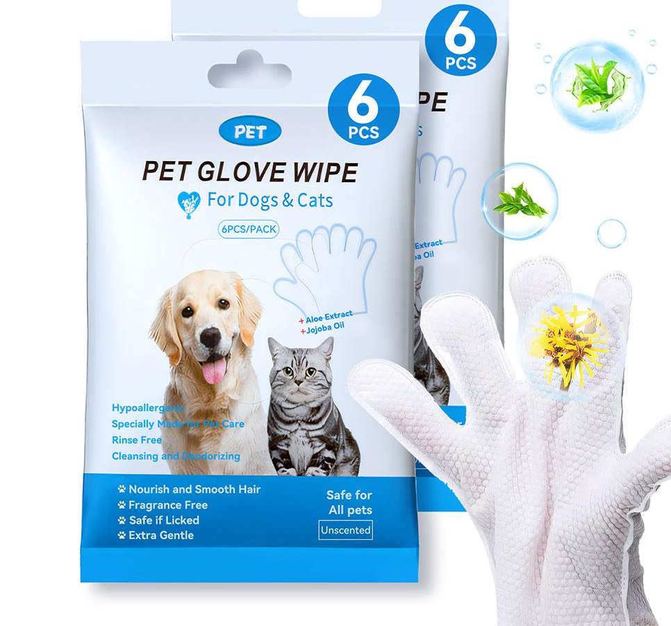 Cat cleaning supplies with disposable gloves, pet wipes and foot cleaning foam - Product view 2