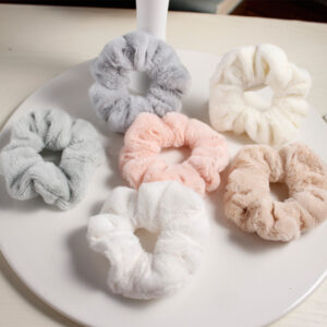 Cute plush large intestine-inspired fabric hair tie in assorted colors - Main product view