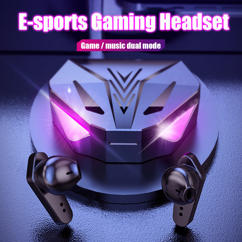 X15 black wireless Bluetooth gaming earphones with charging case - Main product view