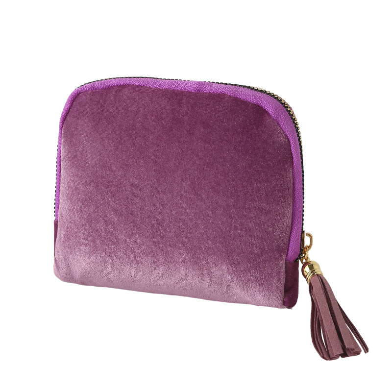 Portable clutch-style velvet jewelry storage bag in assorted colors - Product view 3