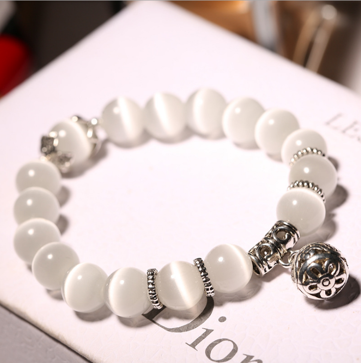 Natural opal bead charm bracelet for women with alloy rope chain - Main product view