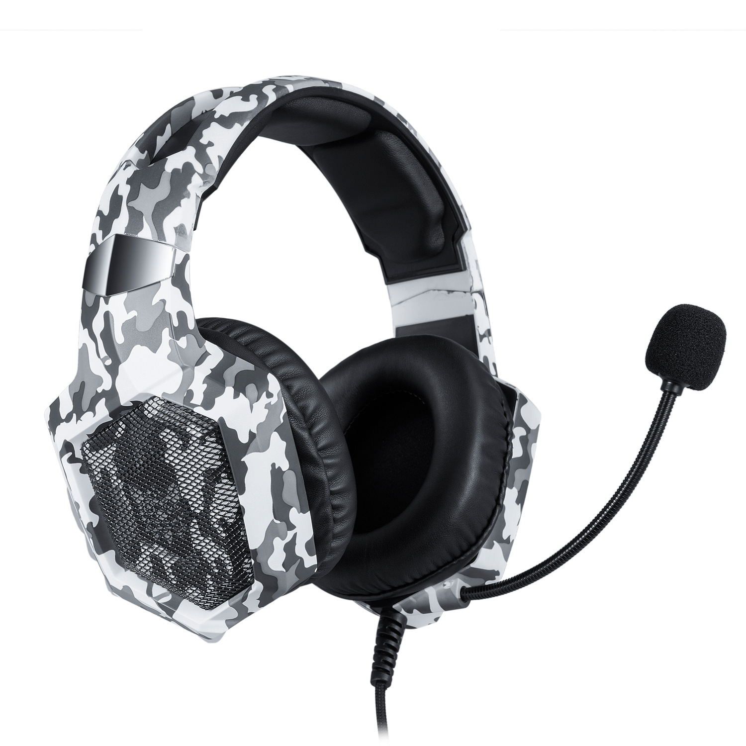 K8 camouflage wired headphones with 3.5mm in-line plug - Product view 5