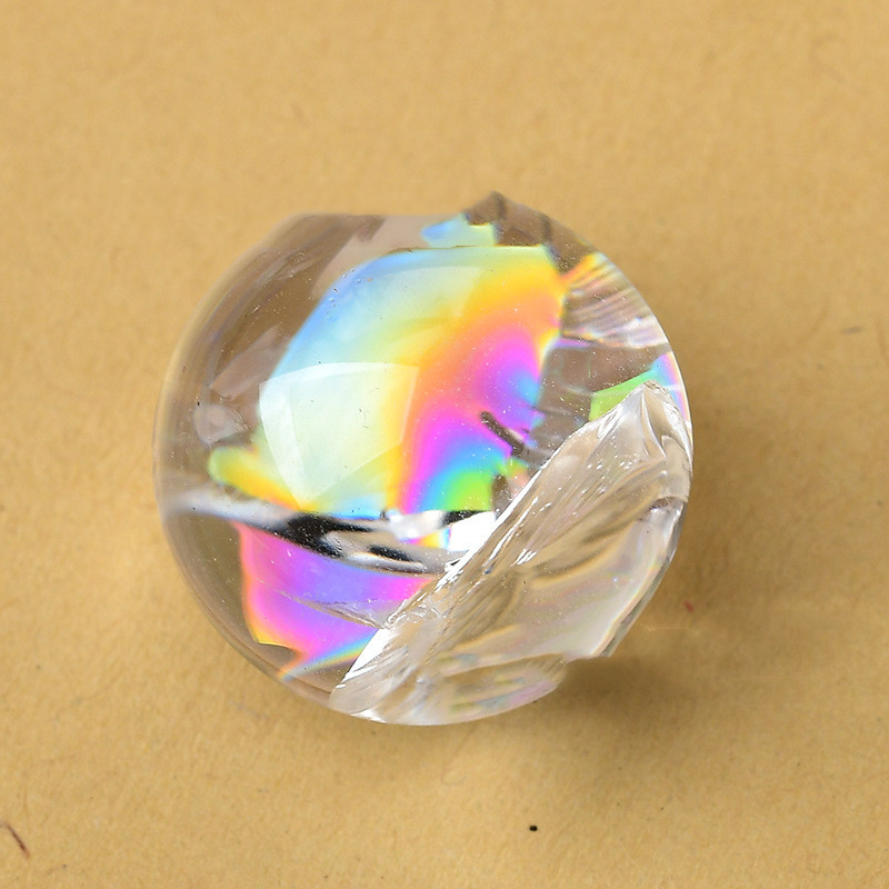 Rainbow-white natural crystal ball pendant with colorful random pattern - Product view 5