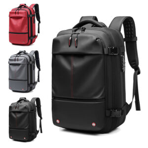 19-inch black business travel backpack with multiple compartments - Main product view