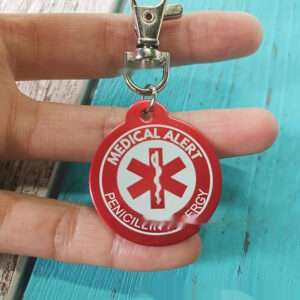 Personalized aluminum alloy medical alert keychain in a modern artistic style - Main product view