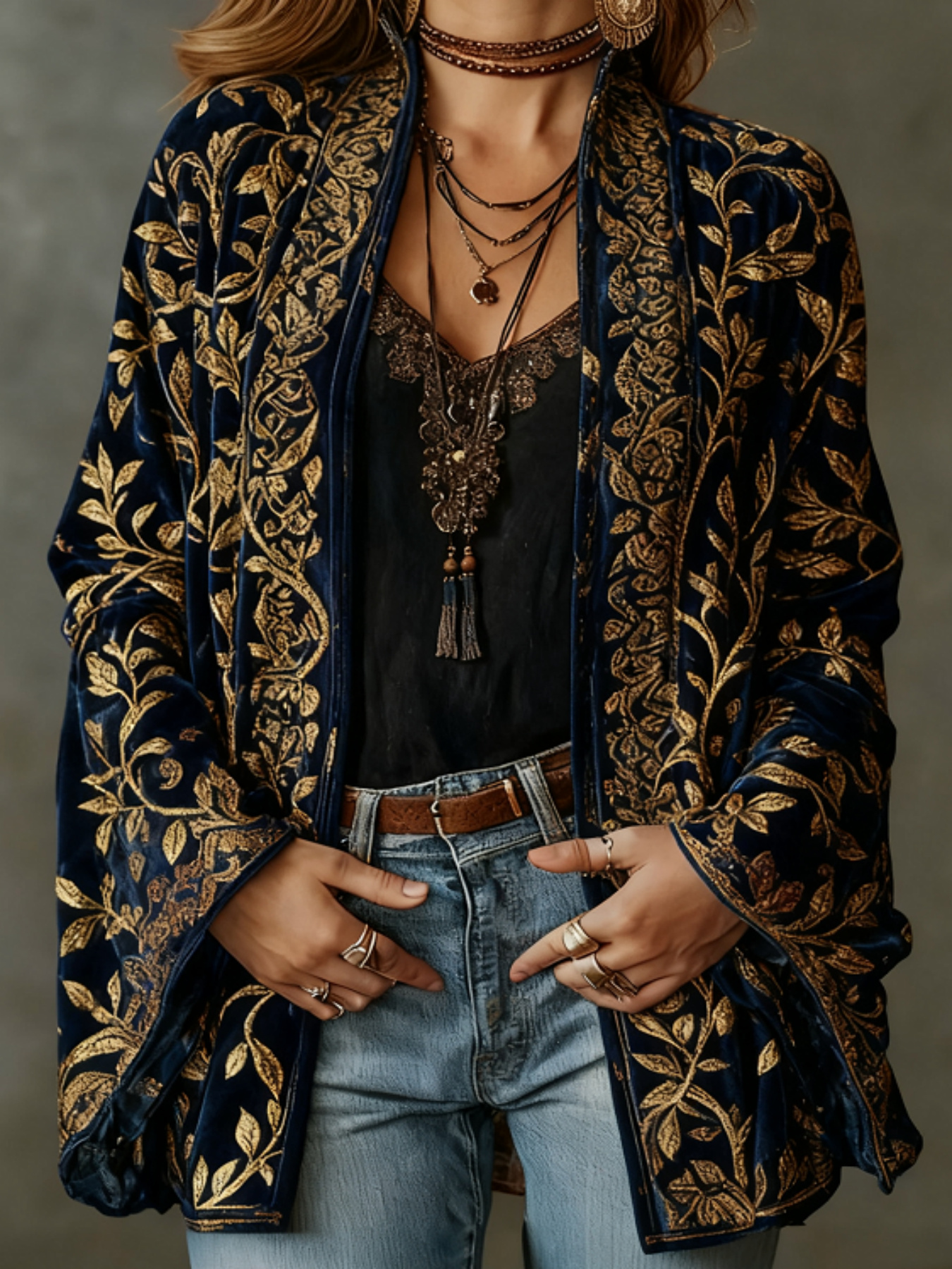 Printed women's coat in a selected color - Product view 5