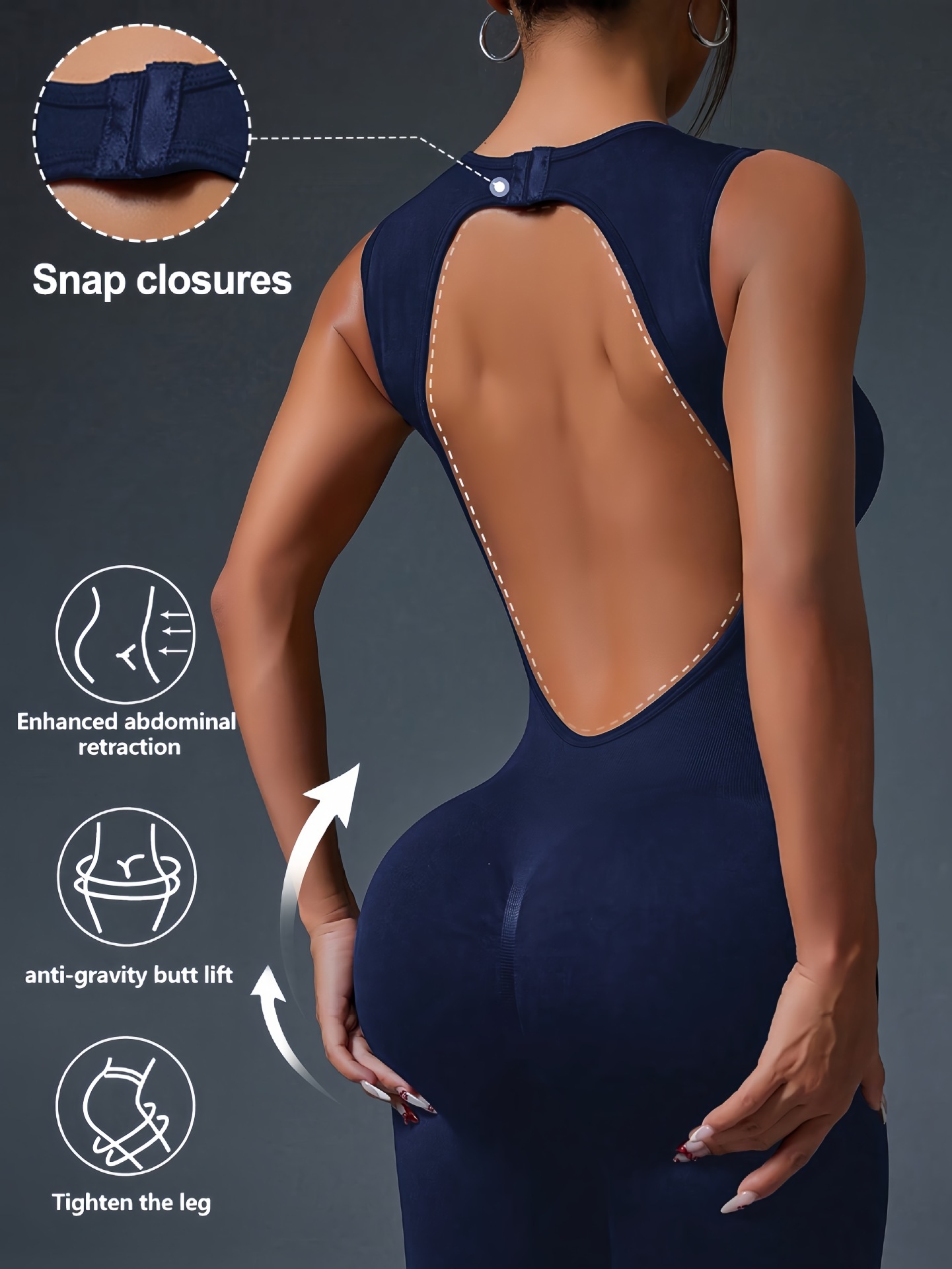 Women’s sleeveless nylon yoga jumpsuit in a casual one-piece style - Product view 1