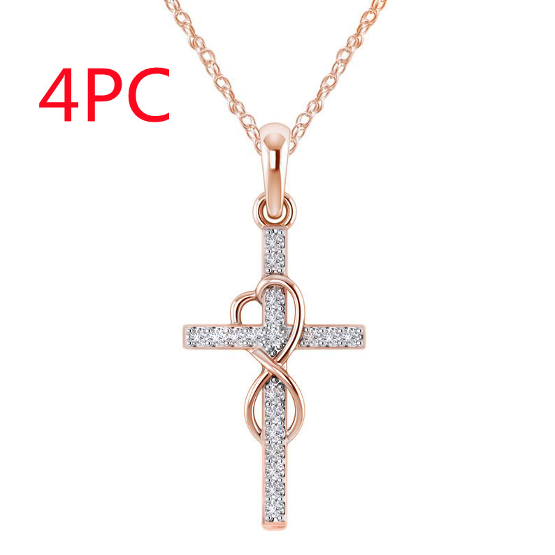 Alloy cross pendant necklace with an electroplated finish - Product view 5