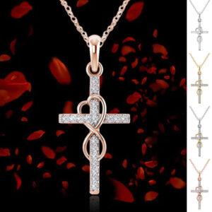 Alloy cross pendant necklace with an electroplated finish - Main product view