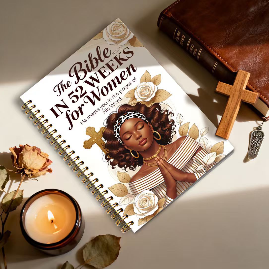 Light-colored floral 52-week planner notebook with spiral binding - Main product view